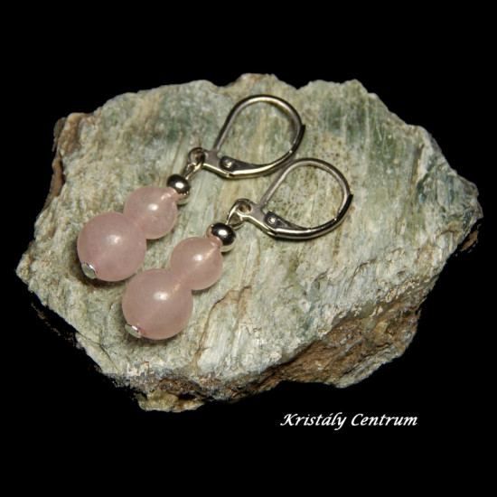 Rózsakvarc fülbevaló kapcsos