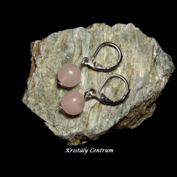 Rózsakvarc fülbevaló kapcsos