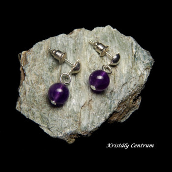 Ametiszt fülbevaló beszúrós lógós
