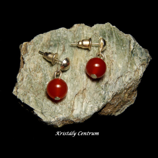 Karneol fülbevaló beszúrós lógós