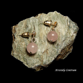 Rózsakvarc fülbevaló beszúrós lógós