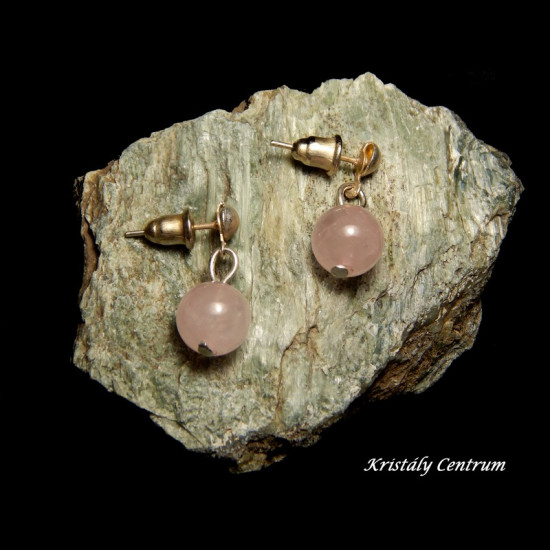 Rózsakvarc fülbevaló beszúrós lógós